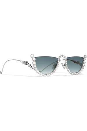 Anna-Karin Karlsson | Half Moon cat-eye crystal-embellished white gold-plated sunglasses | NET-A-PORTER.COM