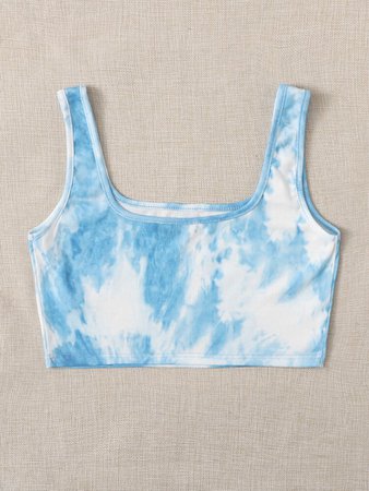 blue and white Crop Top