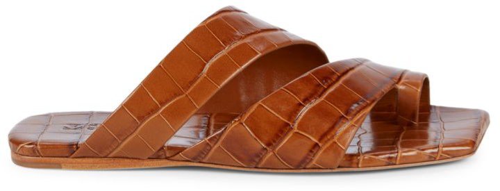 Valentina Croc-Embossed Leather Slides