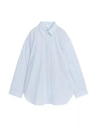 Relaxed Striped Poplin Shirt - Blue/White - Shirts & blouses - ARKET NO