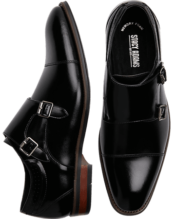 Stacy Adams Bayne Black Double Monk Strap Dress Shoes - Men's Shoes | Men's Wearhouse