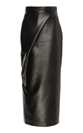 High-Waisted Faux Leather Midi Skirt by MATÉRIEL | Moda Operandi