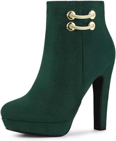 Amazon.com | Allegra K Women's Round Toe High Chunky Heel Platform Green Ankle Boots 7 M US | Ankle & Bootie