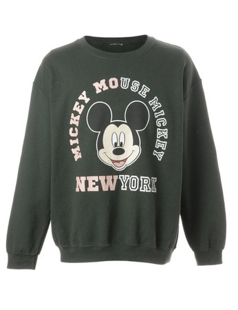 Unisex Mickey Mouse Cartoon Sweatshirt Green, XL | Beyond Retro - E00457074