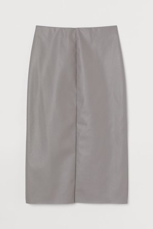 Faux Leather Pencil Skirt - Gray