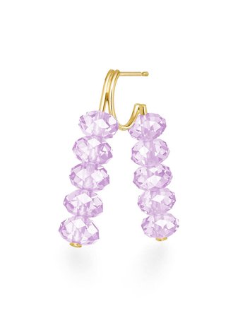 Shop AHKAH 18kt yellow gold AHKAH spring sequin amethyst earring with Express Delivery - FARFETCH