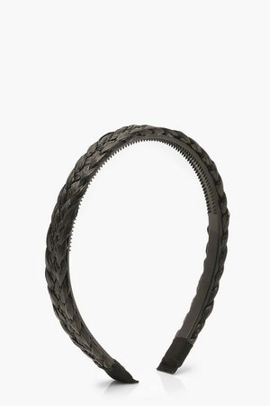 Skinny Woven Headband | boohoo black