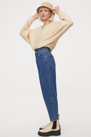 Mom Loose-fit High Jeans - Dark denim blue - Ladies | H&M GB