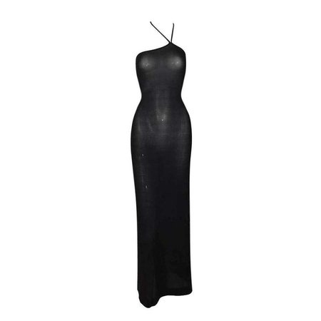 F/W 1997 Gucci by Tom Ford Sheer Black Asymmetrical Gown Dress