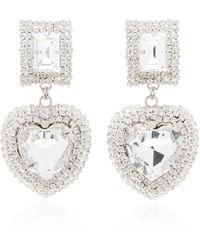 Alessandra Rich Glass Crystal Heart Earrings