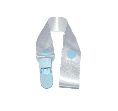 White and blue paci clip