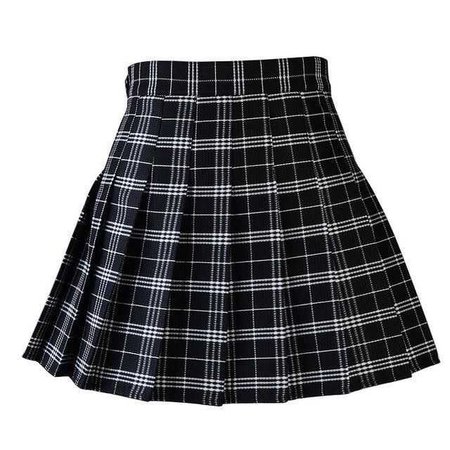 black plaid skirt