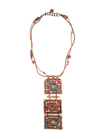 Gas Bijoux Resin Crystal & Leather Cord Pendant Necklace - Necklaces - GASBI20135 | The RealReal