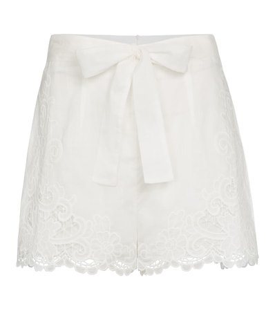 Zimmermann - Brighton lace-trimmed cotton shorts | Mytheresa