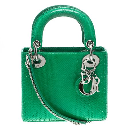 Green Python Mini Lady Dior Bag