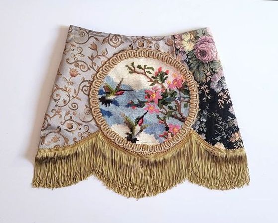 Hummingbird Tapestry Mini Skirt by Kristin Mallison