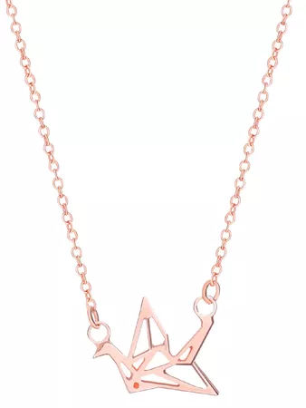 Rose Gold Plated Crane Openwork Pendant Necklace | ROMWE
