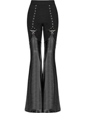 Punk Rave Black Gothic Punk Detachable Lather Leg Warmers Flared Trousers for Women - DarkinCloset.com