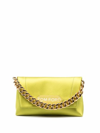 Shop TOM FORD satin logo-patch clutch bag with Express Delivery - FARFETCH