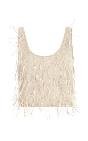 Airy Cashmere And Silk Feather-Embroidered Tank Top By Lapointe | Moda Operandi