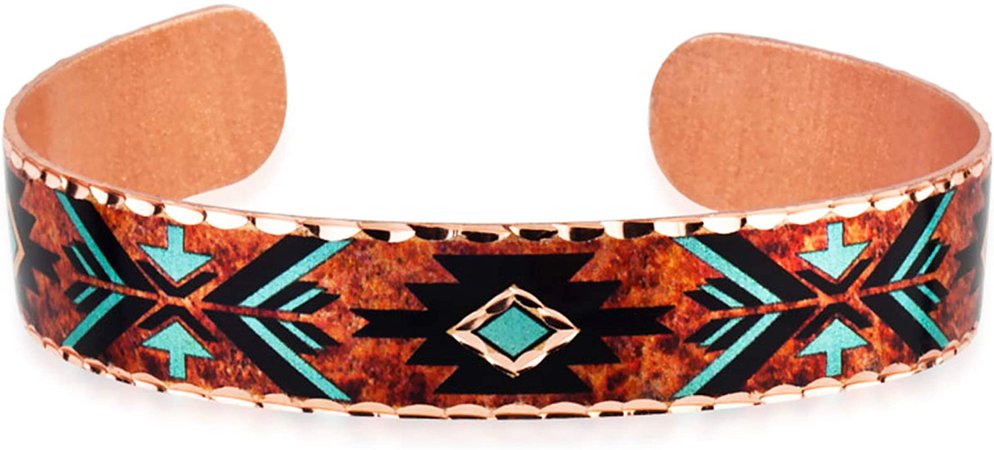 Amazon.com: Maroon & Turquoise Copper Cuff Bracelets, Artisan Copper Native American Inspired Jewelry Flame Painted Arrowhead Bracelets, Vintage Style Open-Ended Arrow Cuff : Clothing, Shoes & Jewelry
