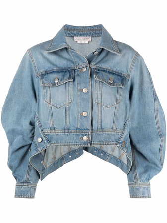 Shop Alexander McQueen cropped denim jacket with Express Delivery - FARFETCH