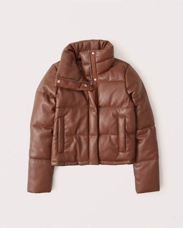 Women's Vegan Leather Mini Puffer | Women's Coats & Jackets | Abercrombie.com