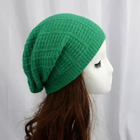 Simple Green Slouchy Beanie Classic Unisex Knit Hats Coldproof Skull Elastic Beanies For Women Men Autumn & Winter,temu