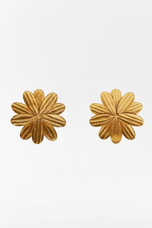 FLOWER EARRINGS - Golden | ZARA United States