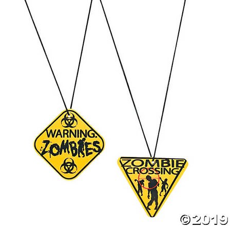 Zombie Warning Sign Necklaces