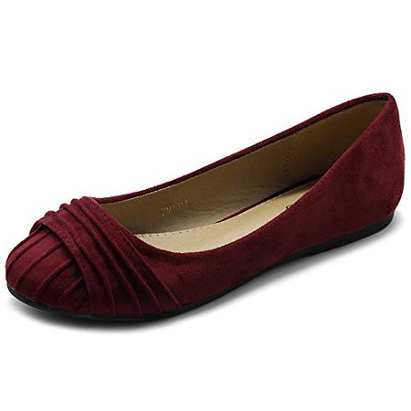 Amazon.com | Ollio Women's Shoes Faux Suede Pleated Muliti Color Comforts Ballet Flat | Flats