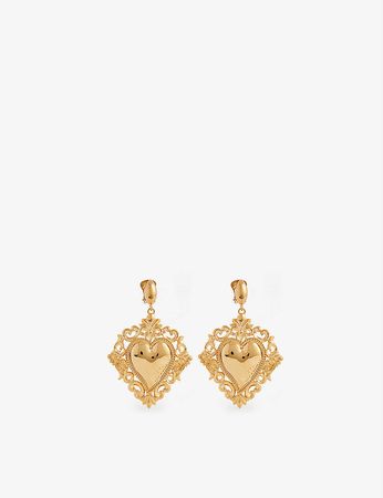 MOSCHINO - Heart-shaped brass clip-on earrings | Selfridges.com
