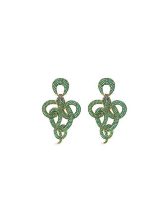 Viper Snake Drop Earrings Gold Emerald jewelry