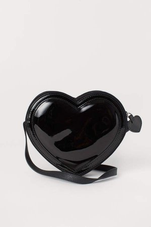 Heart-shaped Shoulder Bag - Black