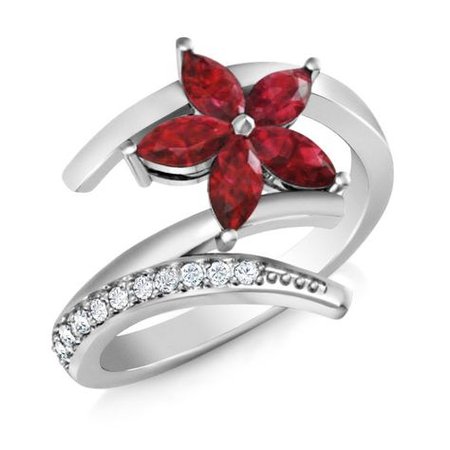 ruby engagement ring flower design