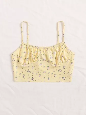 Ditsy Floral Print Cami Top | SHEIN USA yellow