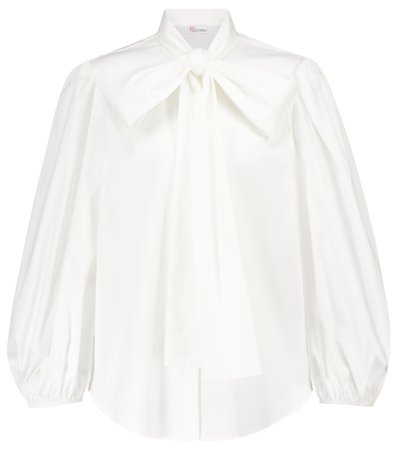 REDValentino, tie-neck stretch-cotton blouse