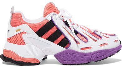 Eqt Gazelle Leather And Mesh Sneakers - Orange