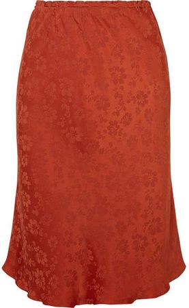 Satin-jacquard Skirt - Orange