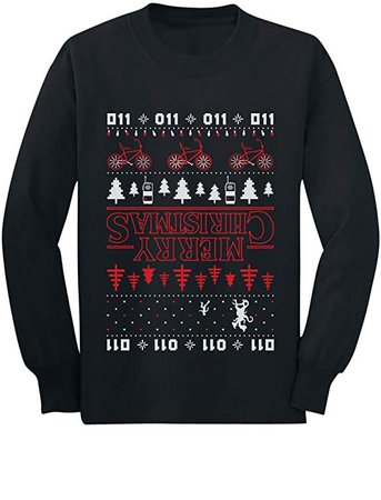 Merry Christmas The Upside Down Ugly Christmas Youth Kids Long Sleeve T-Shirt: Clothing