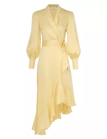 Silk Wrap Midi Dress Butter Online | Zimmermann