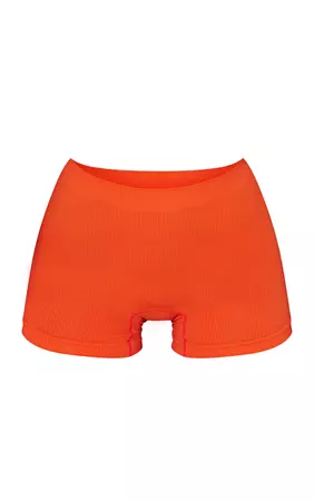Orange Seamless Rib Boy Shorts | PrettyLittleThing USA