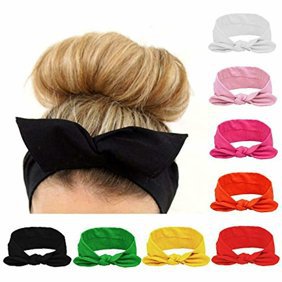 b.m.c - BMC 10 Pack Women's Flexible Wire Bunny Ear Head Band Hair Wrap Bow Pin-Up Girl Fashion Scarf - Anti-Slip Design Stays in Place All Day - Versatile Twisted Tie w/ Assorted Color Patterns: Various Sets - Walmart.com
