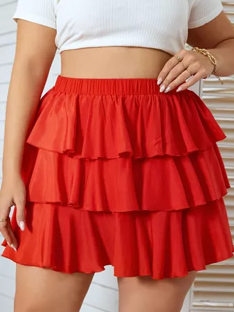 Plus Layered Ruffle Hem Skirt | SHEIN USA
