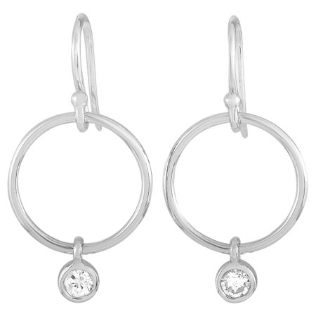 LB Exclusive 14K White Gold and White Diamond Pave Dangle Earrings For Sale at 1stDibs