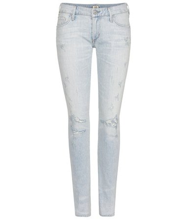 Racer distressed skinny jeans