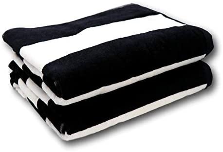 Amazon.com: Lara Cabana Beach Towel - Bath Sheet Size - Pool Spa Bath Towel - Extra Soft & Large (35" x60) (Black 2 Pack): Home & Kitchen