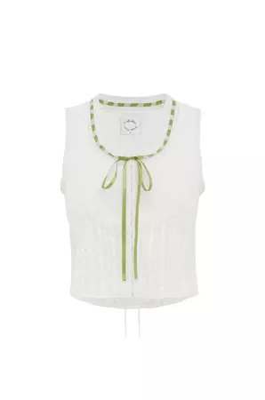 Adeline Top | White/Green – With Jéan