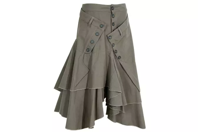 Vintage Deconstructed Khaki Green Army Inspired Asymmetrical Hem Skirt / Vintage French Brand - Etsy Greece