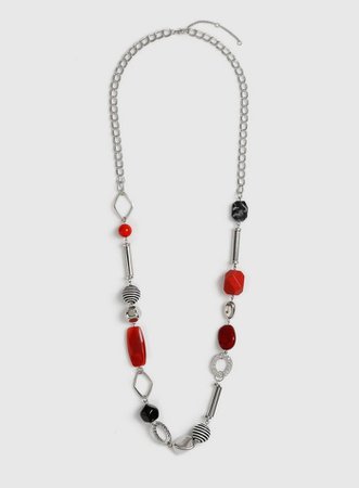 Red Beaded Long Necklace | Dorothy Perkins